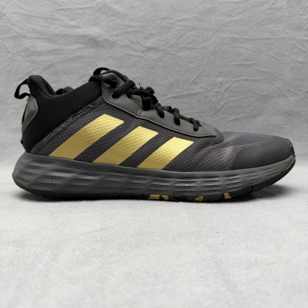 Adidas Shoes Mens‎ Size 11.5 Black Gold Low Top Basketball Sneakers GW5483